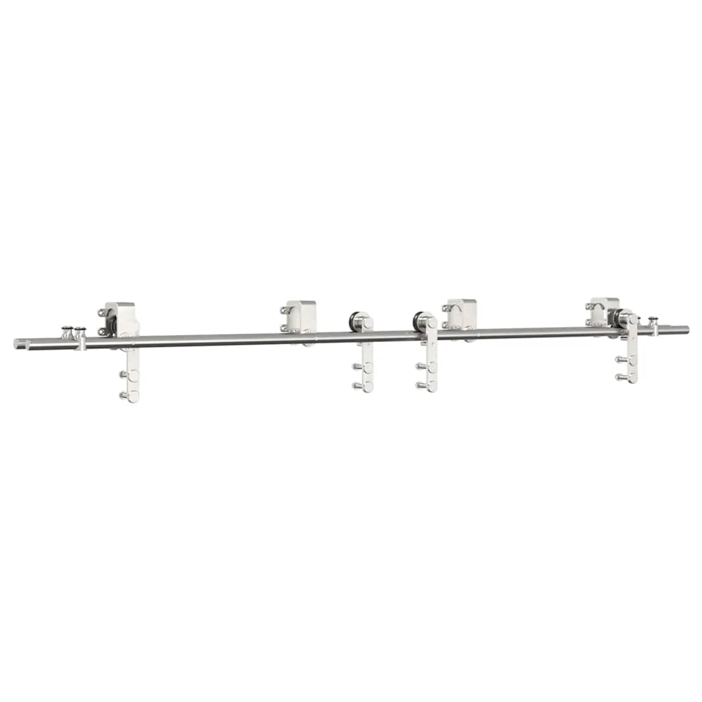Sliding Door Hardware Kit 200 cm Stainless Steel Silver