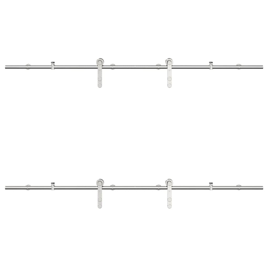 Sliding Door Hardware Kit 200 cm Stainless Steel Silver