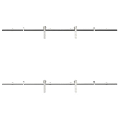 Sliding Door Hardware Kit 200 cm Stainless Steel Silver