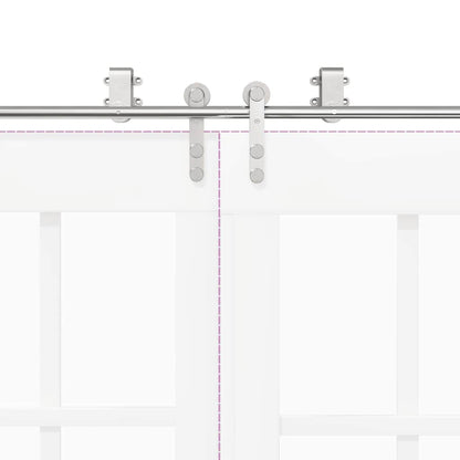 Sliding Door Hardware Kit 200 cm Stainless Steel Silver