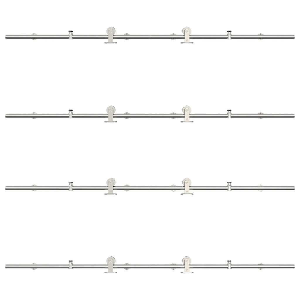 Sliding Door Hardware Kit 366 cm Stainless Steel Silver