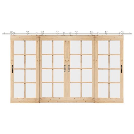 Sliding Door Hardware Kit 400 cm Stainless Steel Silver