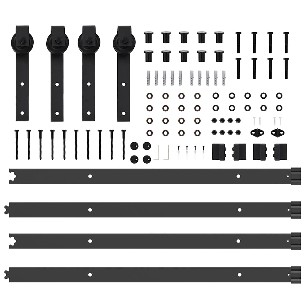 Sliding Door Hardware Kit 305 cm Steel Black