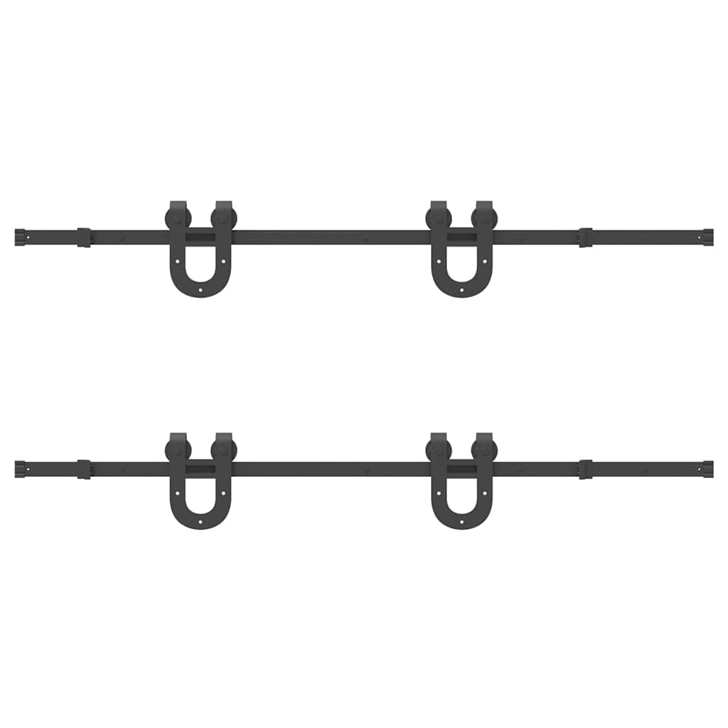 Sliding Door Hardware Kit 366 cm Steel Black