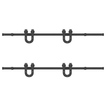 Sliding Door Hardware Kit 366 cm Steel Black