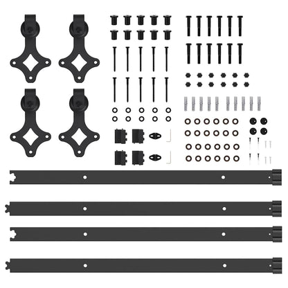 Sliding Door Hardware Kit 305 cm Steel Black
