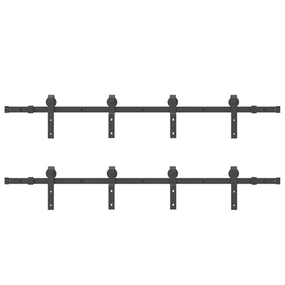 Sliding Door Hardware Kit 366 cm Steel Black