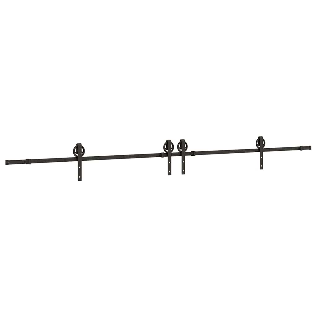 Sliding Door Hardware Kit 366 cm Steel Black