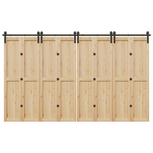 Sliding Door Hardware Kit 366 cm Steel Black