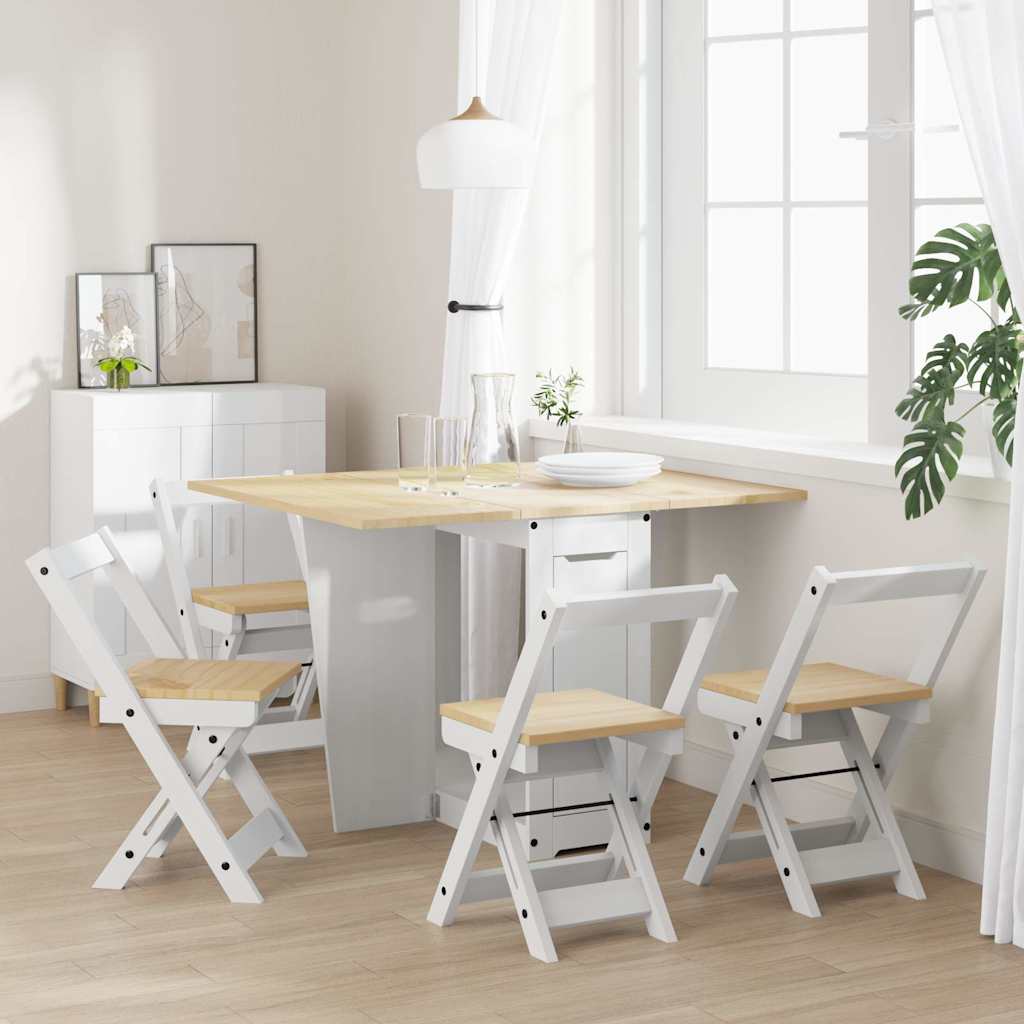 5 Piece Butterfly Dining Set "Corona" Foldable White Pinewood
