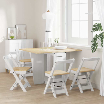 5 Piece Butterfly Dining Set "Corona" Foldable White Pinewood