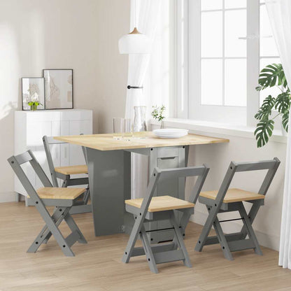 5 Piece Butterfly Dining Set Corona Foldable Grey Pinewood