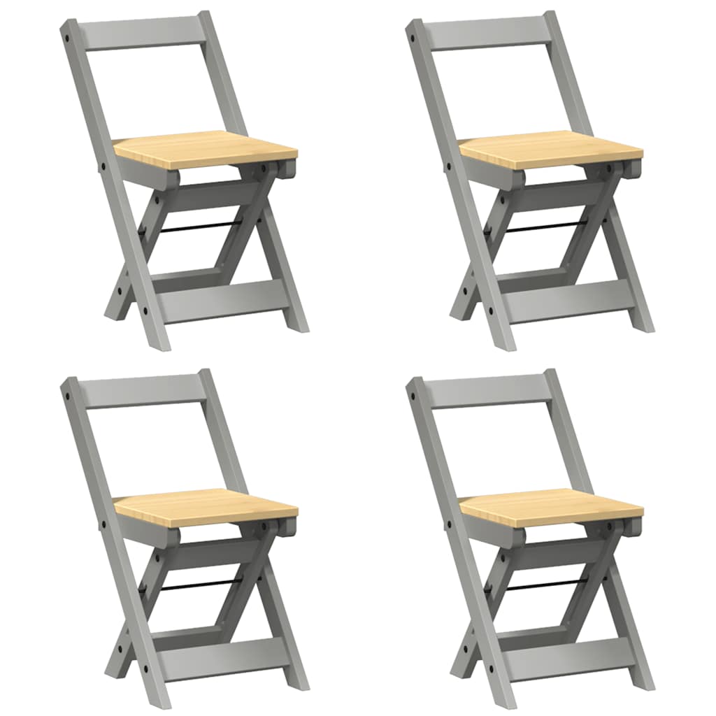 5 Piece Butterfly Dining Set Corona Foldable Grey Pinewood