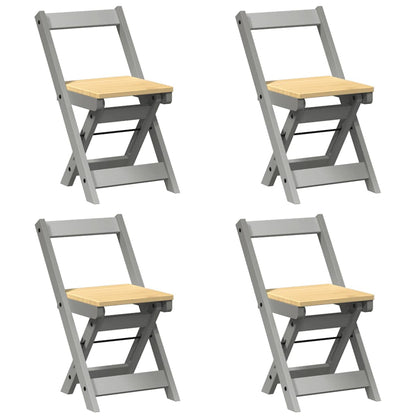 5 Piece Butterfly Dining Set "Corona" Foldable Grey Pinewood