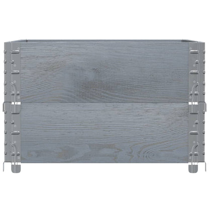 Pallet Collars 2 pcs Grey 80x60 cm Solid Wood Pine