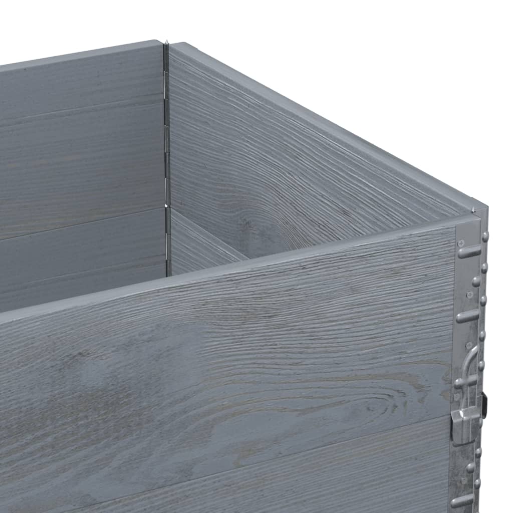 Pallet Collars 2 pcs Grey 80x60 cm Solid Wood Pine