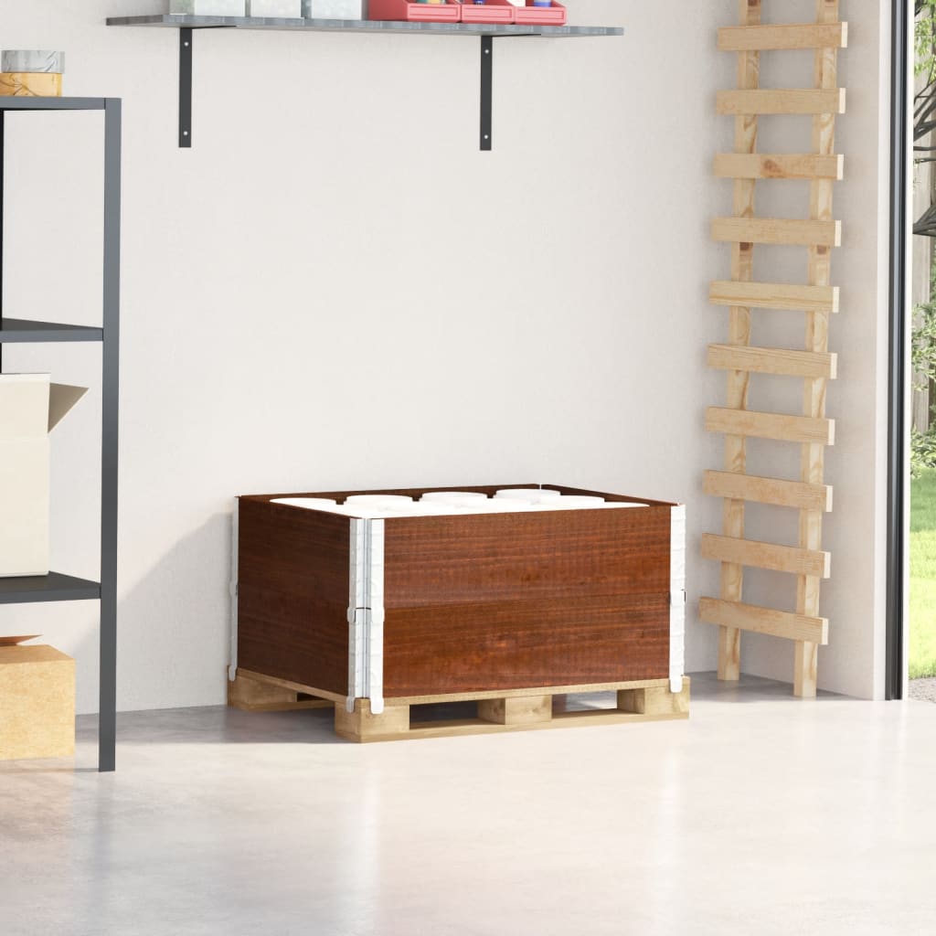 Pallet Collars 2 pcs Brown 80x60 cm Solid Wood Pine