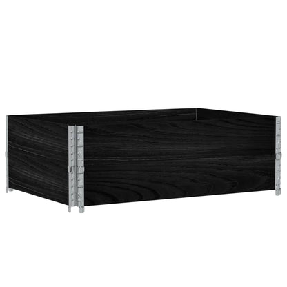 Pallet Collars 2 pcs Black 120x80 cm Solid Wood Pine