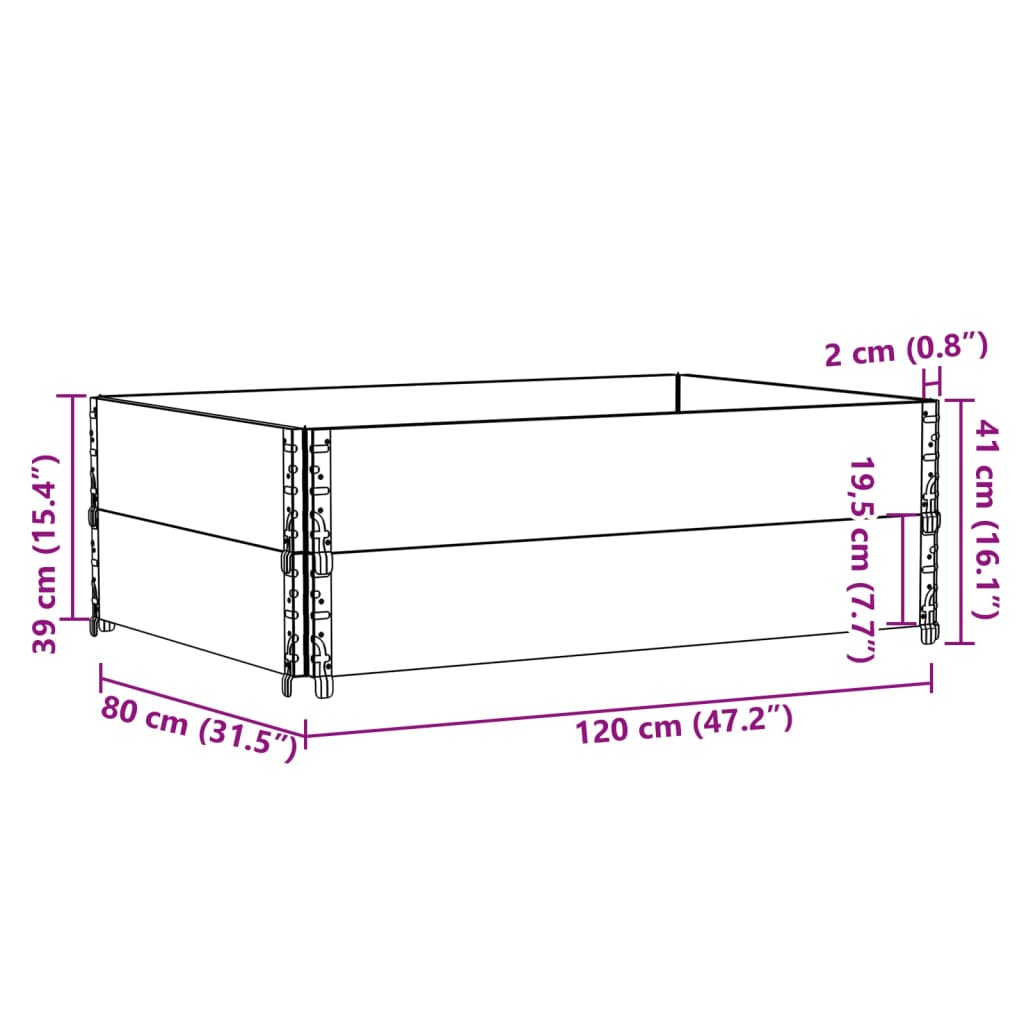 Pallet Collars 2 pcs Black 120x80 cm Solid Wood Pine