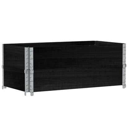 Pallet Collars 2 pcs Black 100x50 cm Solid Wood Pine