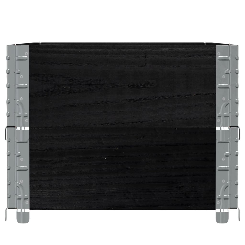 Pallet Collars 2 pcs Black 100x50 cm Solid Wood Pine