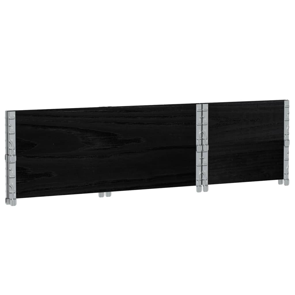 Pallet Collars 2 pcs Black 100x50 cm Solid Wood Pine