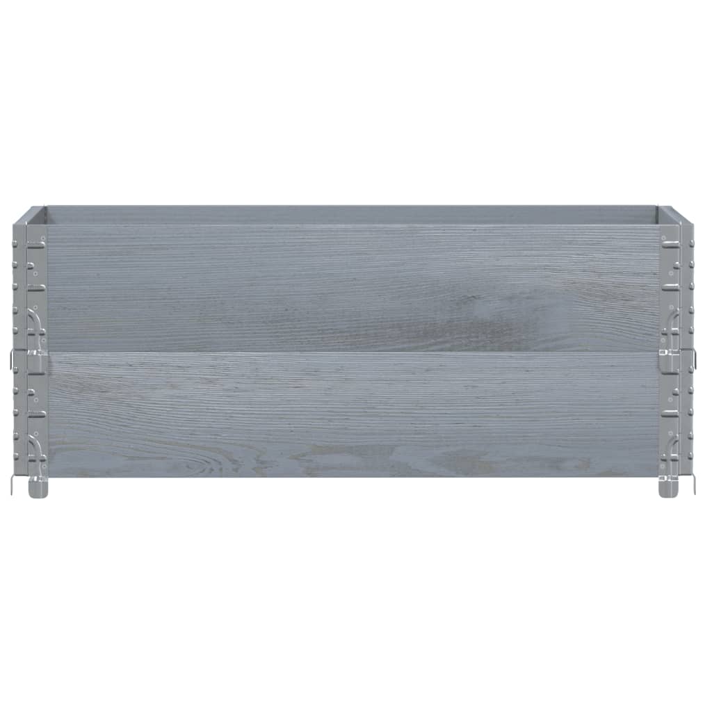 Pallet Collars 2 pcs Grey 100x50 cm Solid Wood Pine