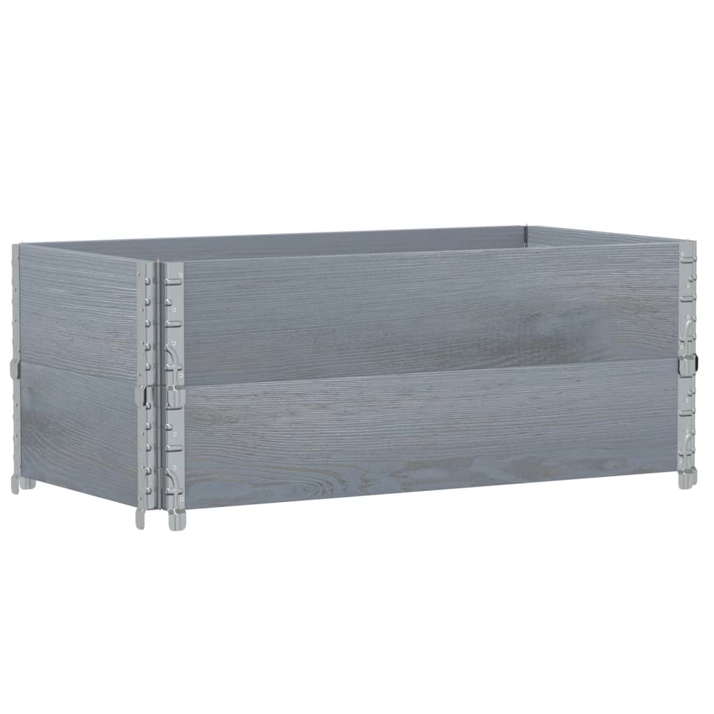 Pallet Collars 2 pcs Grey 100x50 cm Solid Wood Pine