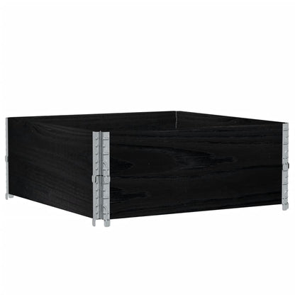 Pallet Collars 2 pcs Black 100x100 cm Solid Wood Pine