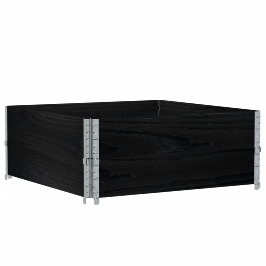 Pallet Collars 2 pcs Black 100x100 cm Solid Wood Pine
