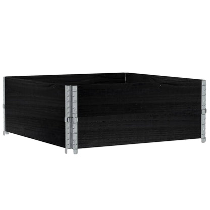 Pallet Collars 2 pcs Black 100x100 cm Solid Wood Pine