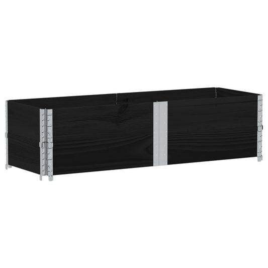 Pallet Collars 2 pcs Black 150x50 cm Solid Wood Pine