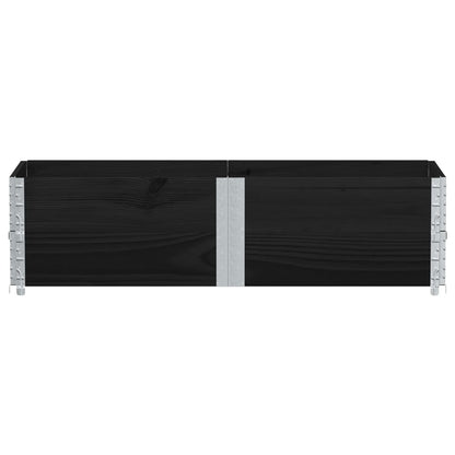 Pallet Collars 2 pcs Black 150x50 cm Solid Wood Pine