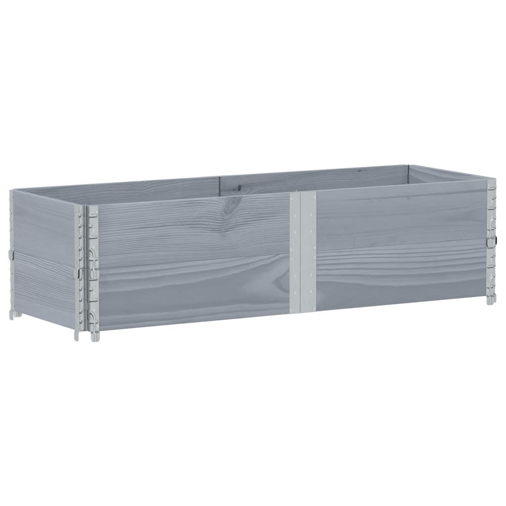 Pallet Collars 2 pcs Grey 150x50 cm Solid Wood Pine