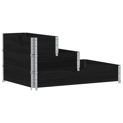3-Tier Raised Bed Black 120x80 cm Solid Wood Pine