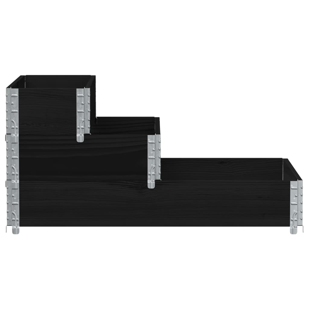 3-Tier Raised Bed Black 120x80 cm Solid Wood Pine