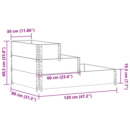 3-Tier Raised Bed Brown 120x80 cm Solid Wood Pine