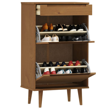 Shoe Cabinet MOLDE Brown 59.5x35x103 cm Solid Wood Pine