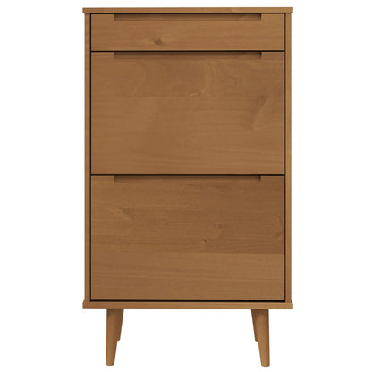 Shoe Cabinet MOLDE Brown 59.5x35x103 cm Solid Wood Pine