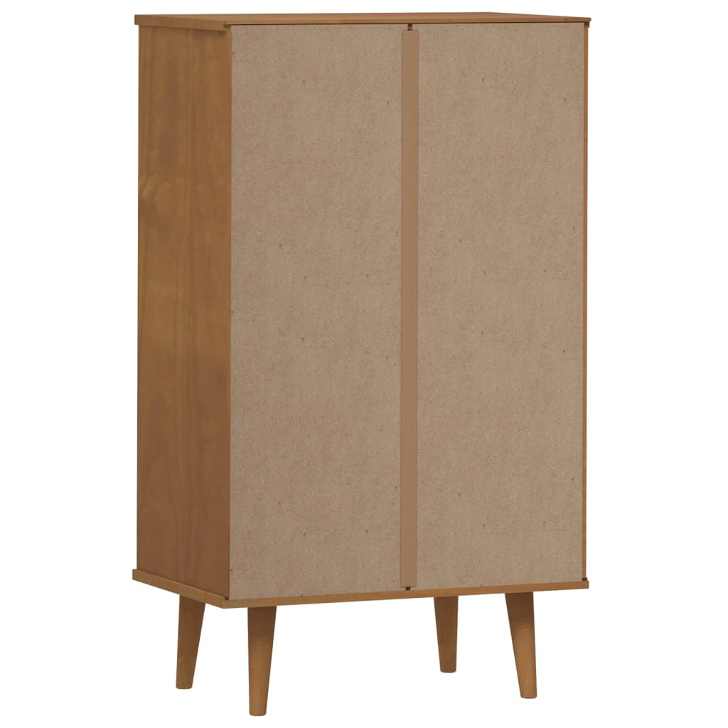 Shoe Cabinet MOLDE Brown 59.5x35x103 cm Solid Wood Pine