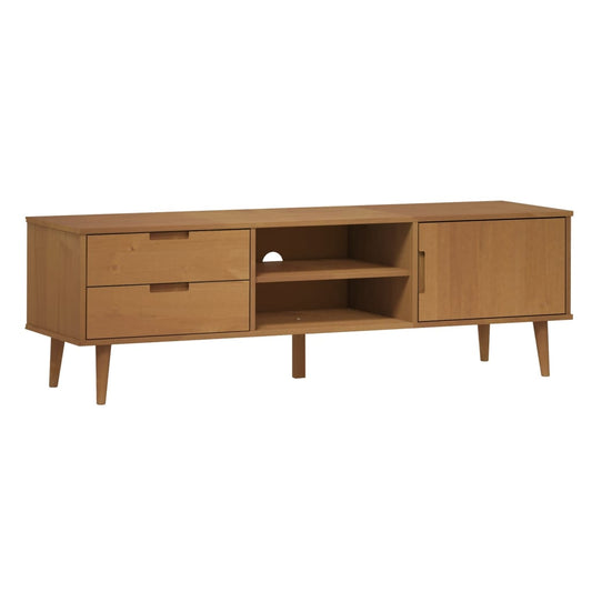 TV Cabinet "MOLDE" Brown 158x40x49 cm Solid Wood Pine