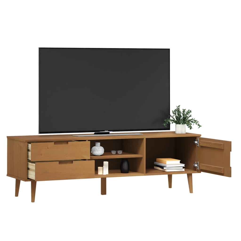 TV Cabinet "MOLDE" Brown 158x40x49 cm Solid Wood Pine