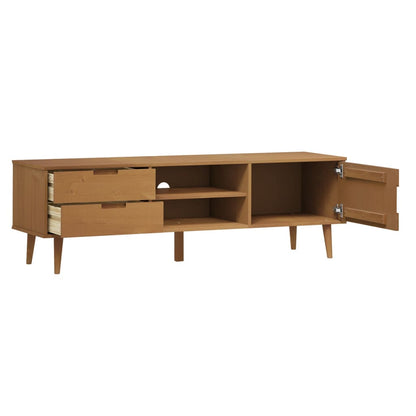 TV Cabinet "MOLDE" Brown 158x40x49 cm Solid Wood Pine