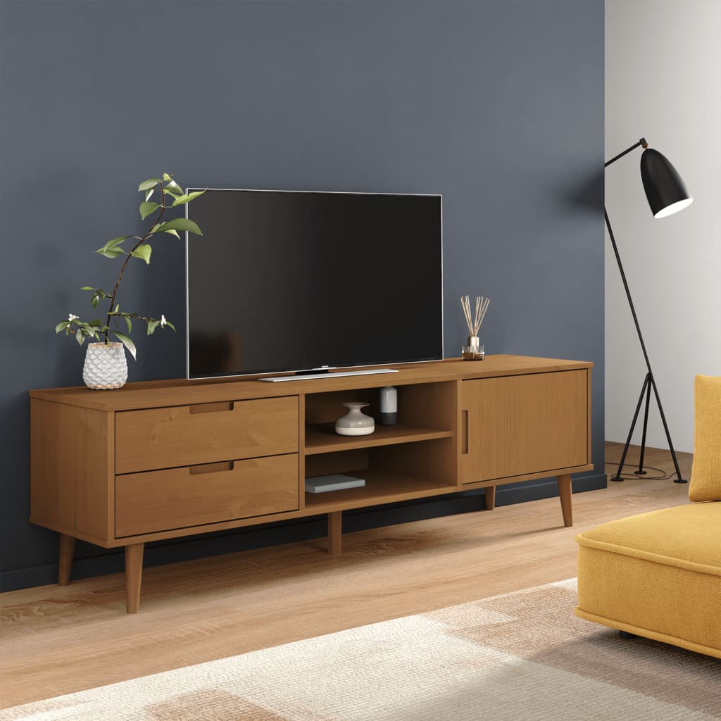 TV Cabinet "MOLDE" Brown 158x40x49 cm Solid Wood Pine