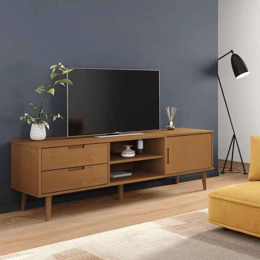 TV Cabinet "MOLDE" Brown 158x40x49 cm Solid Wood Pine