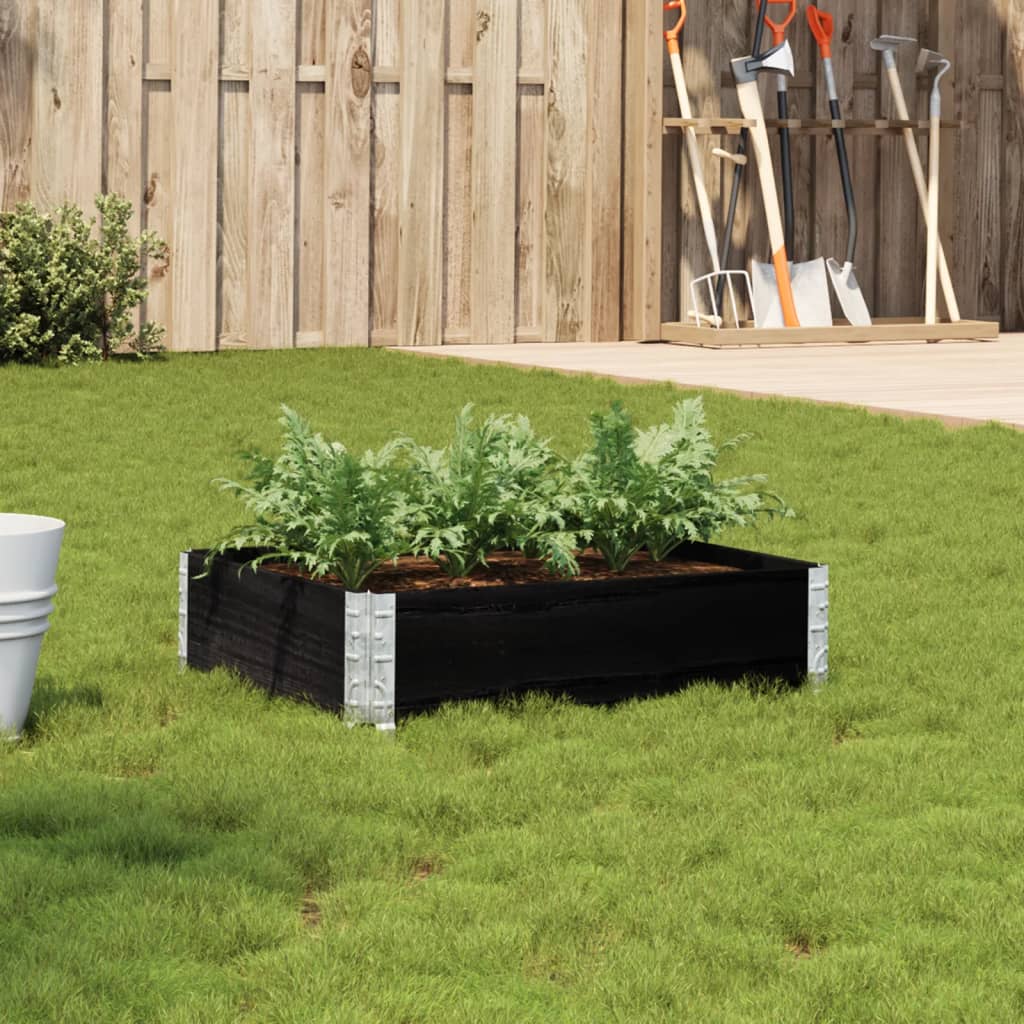 Garden Planter Black 80x60 cm Solid Wood Pine
