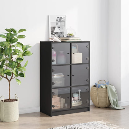 Highboard | Black | Engineered Wood | 68x37x109 cm | Highboard