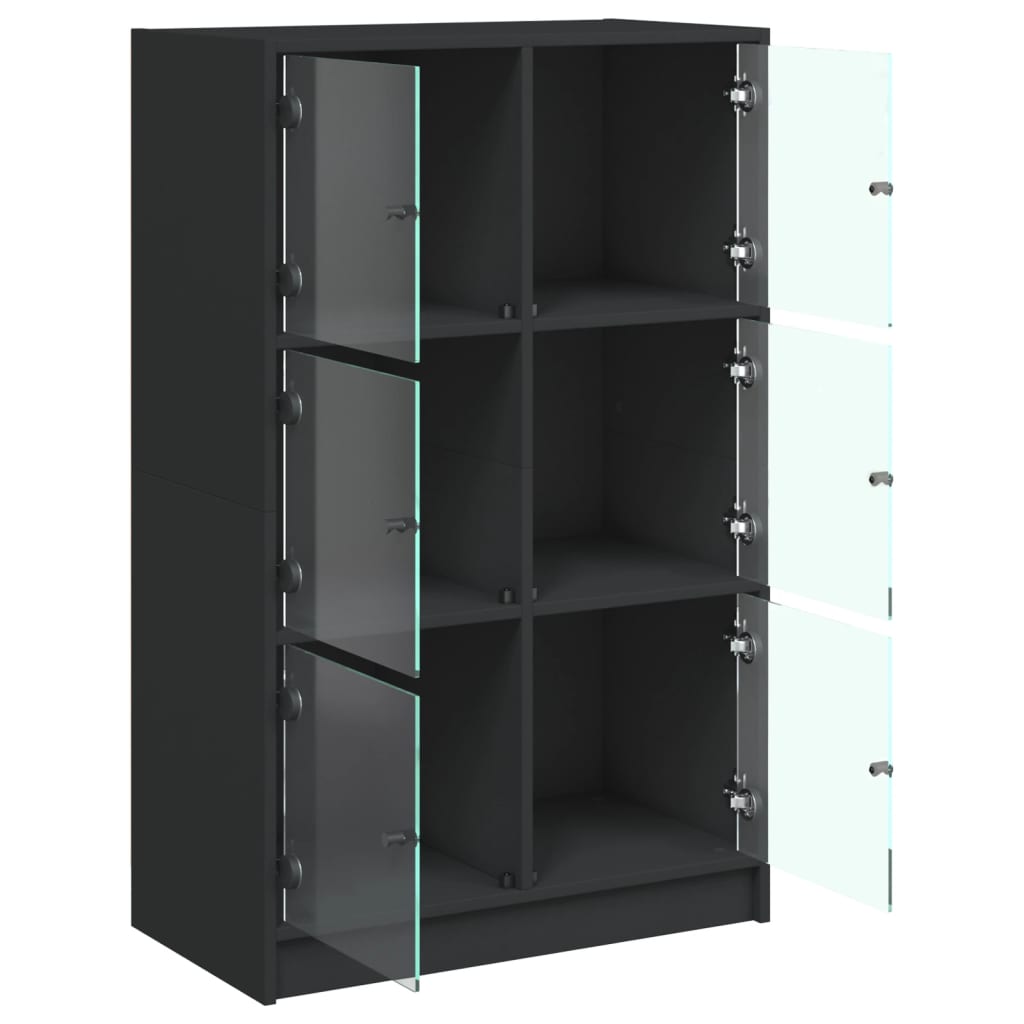 Highboard | Black | Engineered Wood | 68x37x109 cm | Highboard
