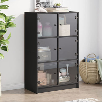 Highboard | Black | Engineered Wood | 68x37x109 cm | Highboard