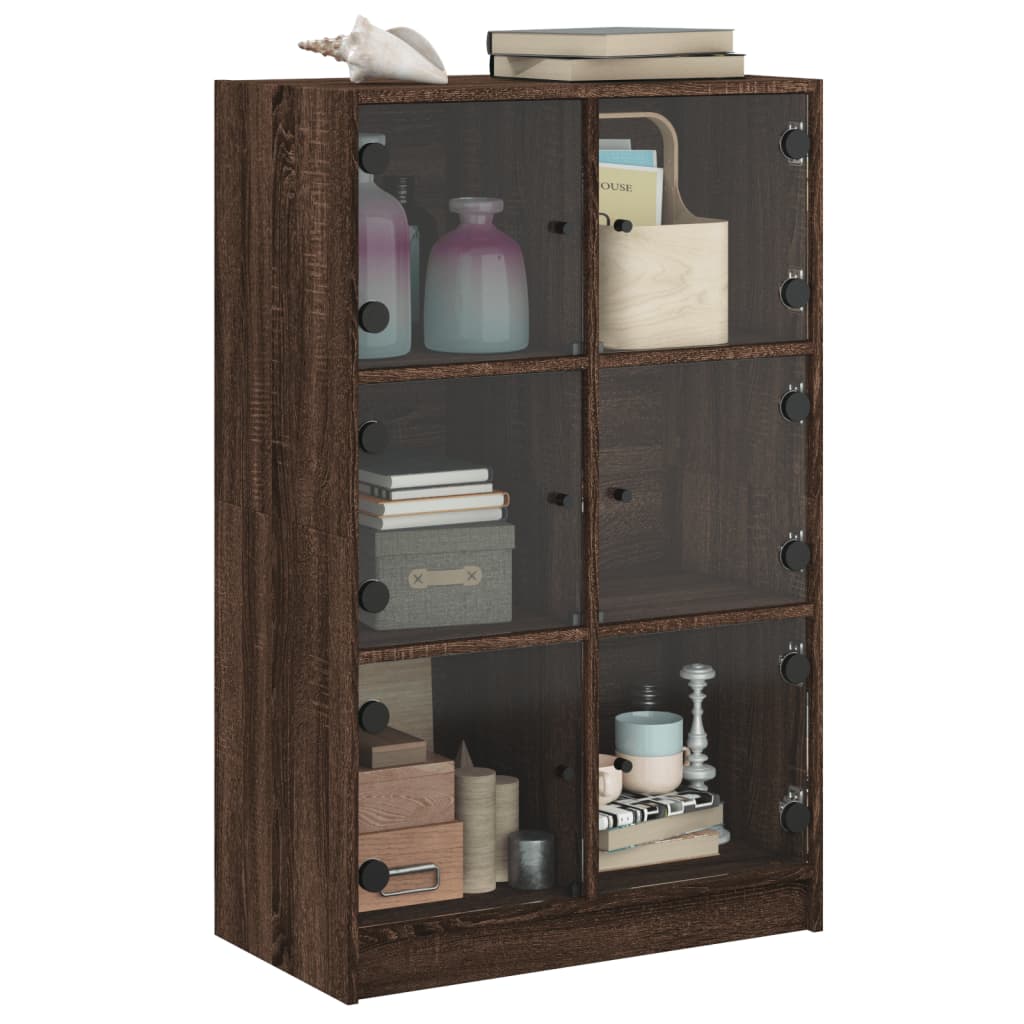 Highboard with Doors Brown Oak 68x37x109 cm Engineered Wood
